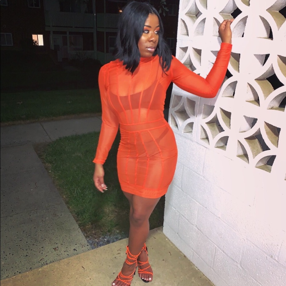 Orange mesh dress!